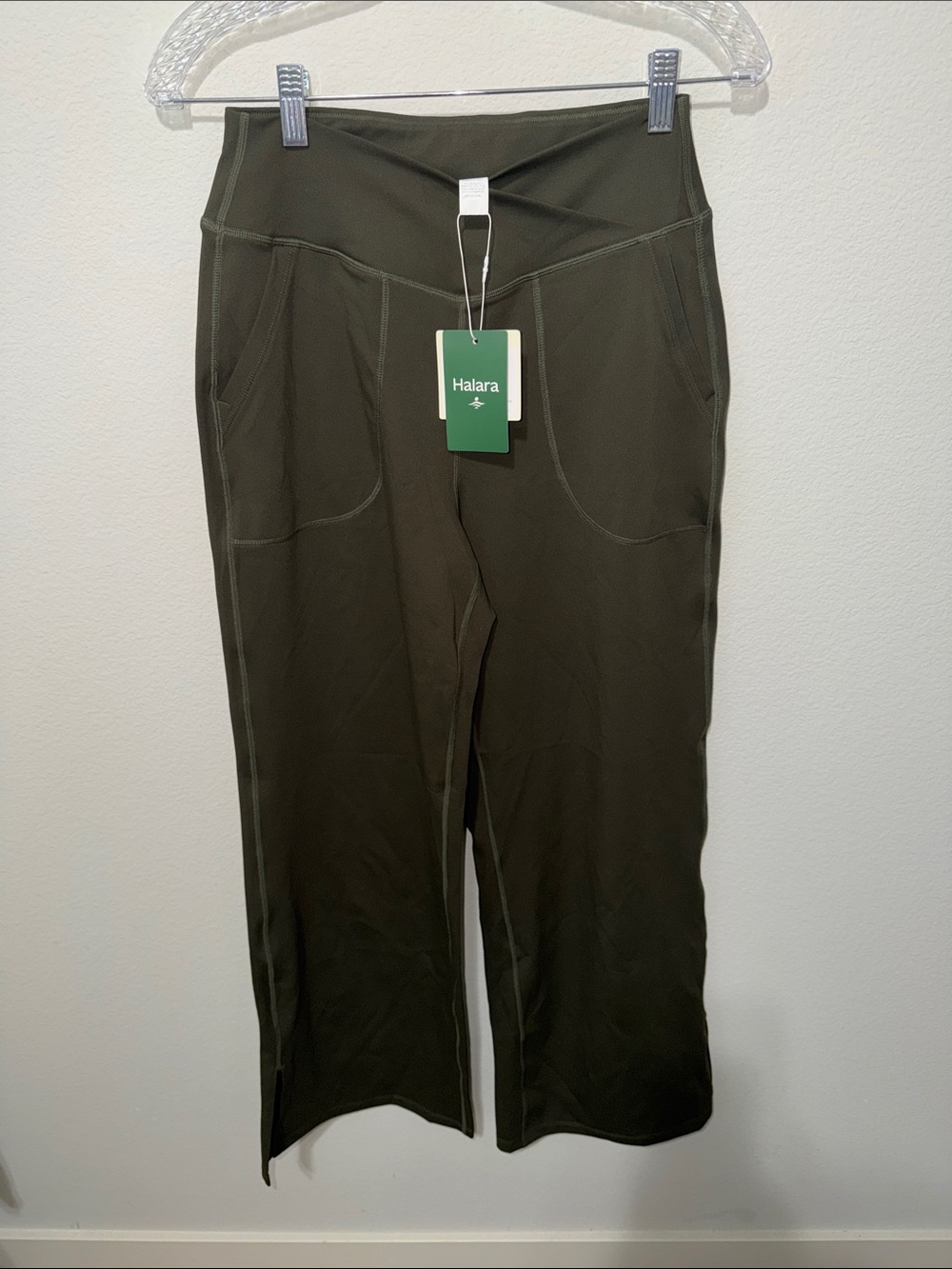 HALARA Olive Wide-Leg High-Rise Pocket Pants